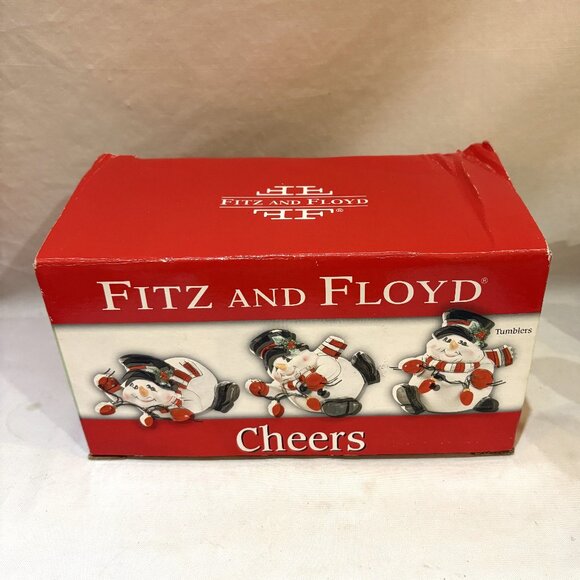 NEW Fitz and Floyd Cheers Snowman Tumblers Merry Jolly Lights Set of 3 Figurine - Picture 1 of 8